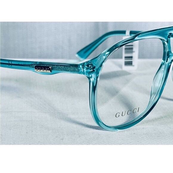 Gucci Translucent Baby Blue & Gold Optical Rx Aviator Eyeglasses - Picture 9 of 9